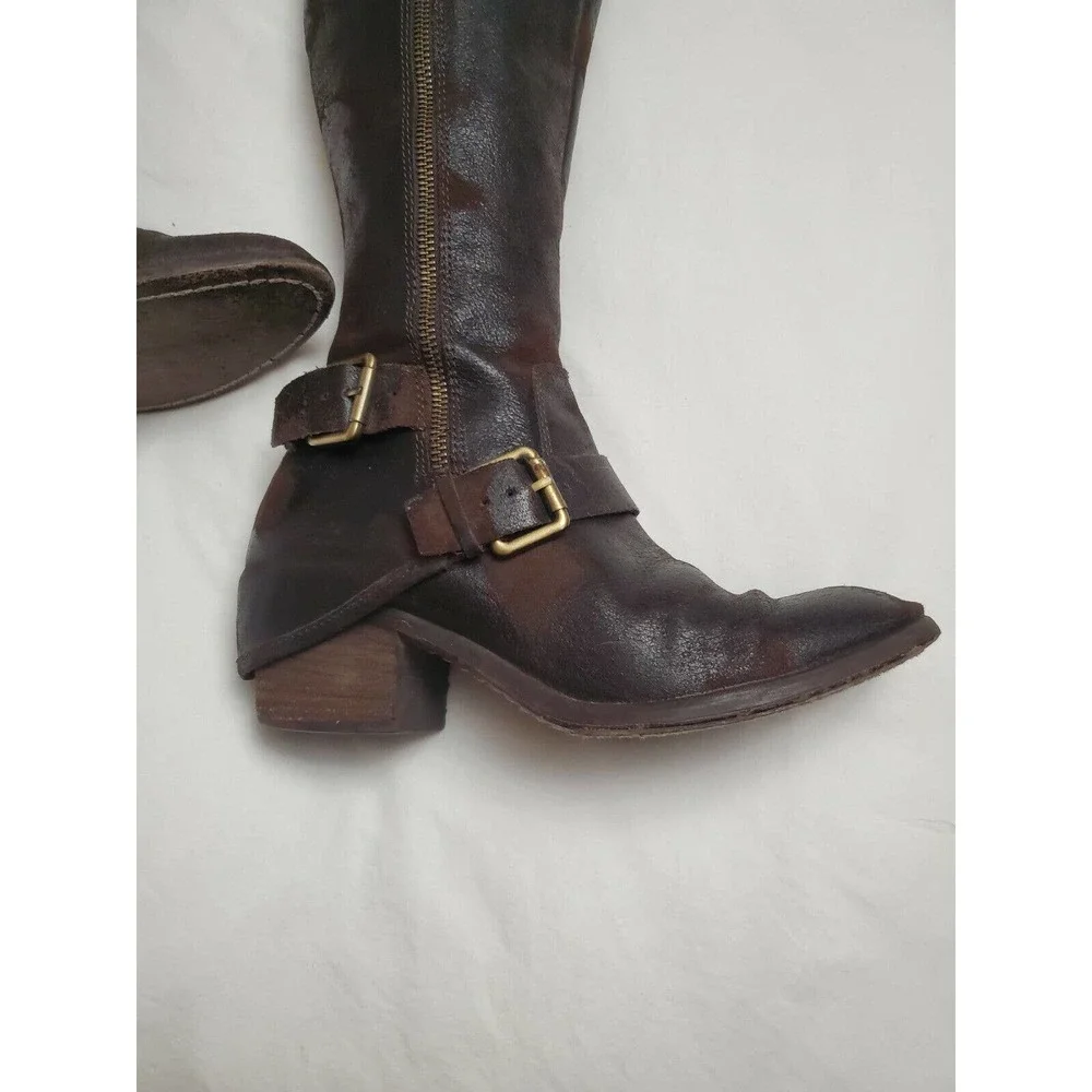 Donald J Pliner Women's Brown Suede Tall Riding Boots Size 7.5 M With Buckles